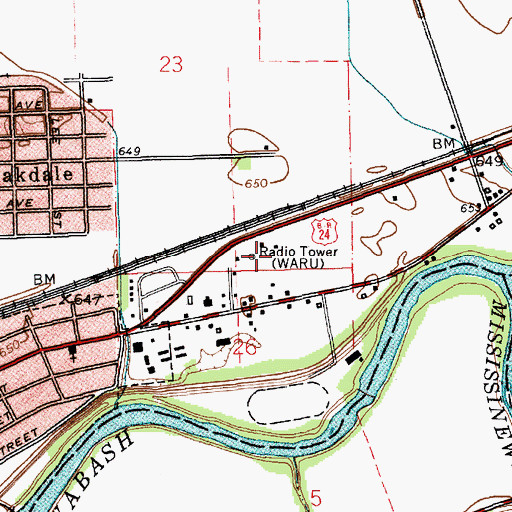 Topographic Map of WARU-AM (Peru), IN