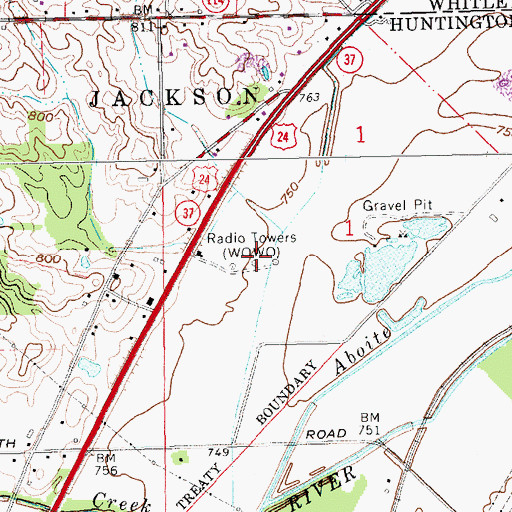 Topographic Map of WOWD-AM (Fort Wayne), IN