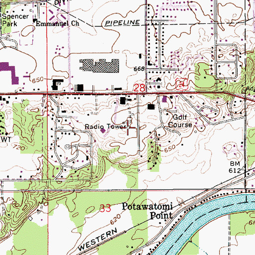 Topographic Map of WSAL-AM (Logansport), IN