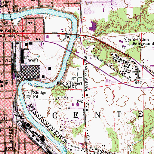 Topographic Map of WGOM-AM (Marion), IN