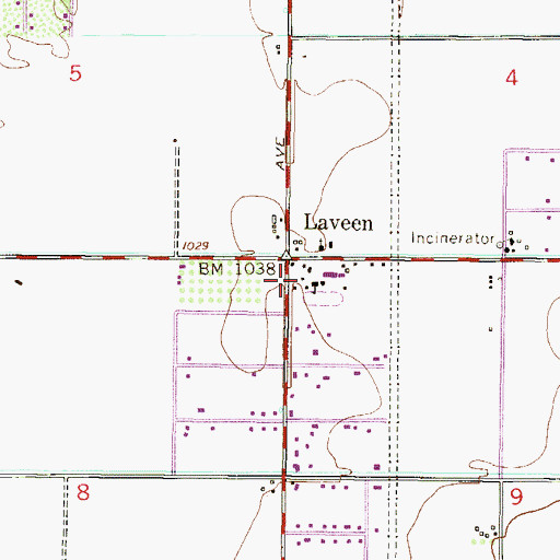 Topographic Map of Laveen Post Office, AZ