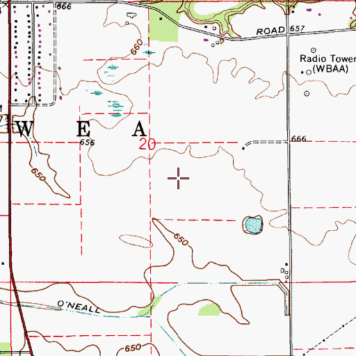 Topographic Map of WBAA-AM (West Lafayette), IN