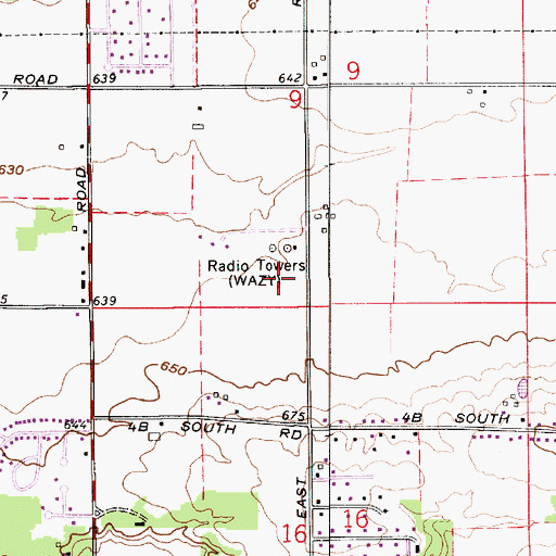 Topographic Map of WFTE-AM (Lafayette), IN