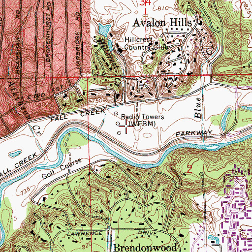 Topographic Map of WNDE-AM (Indianapolis), IN