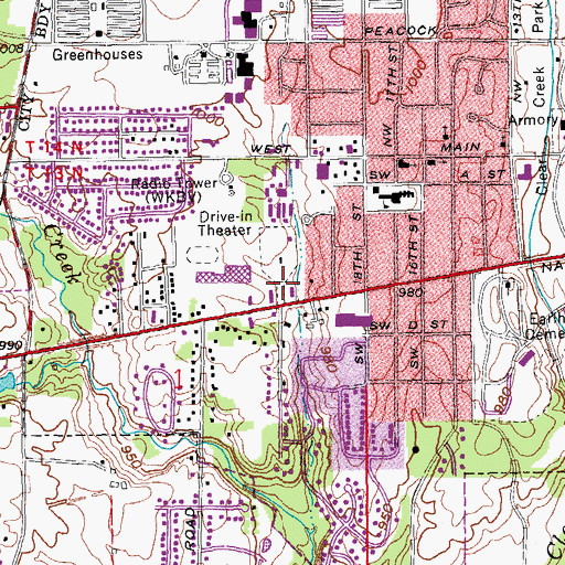 Topographic Map of WKBV-AM (Richmond), IN