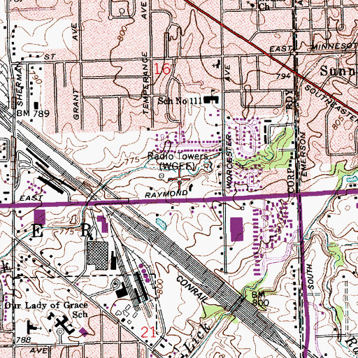 Topographic Map of WNTS-AM (Beech Grove), IN