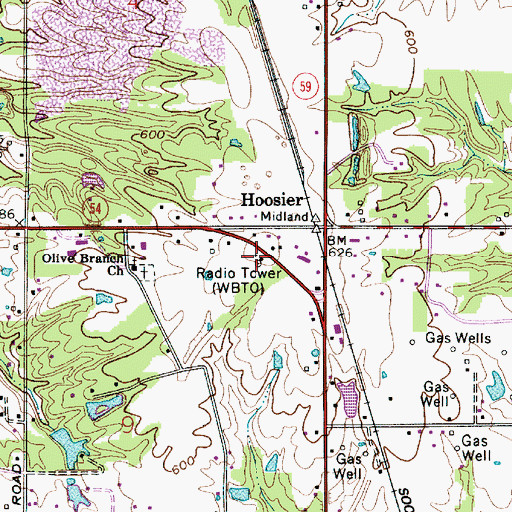 Topographic Map of WBTO-AM (Linton), IN