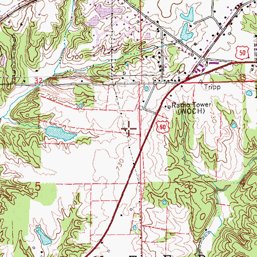 Topographic Map of WOCH-AM (North Vernon), IN
