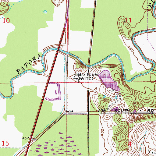 Topographic Map of WITZ-AM (Jasper), IN