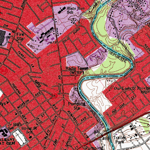 Topographic Map of WOBS-AM (New Albany), IN
