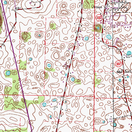 Topographic Map of WJDW-AM (Corydon), IN