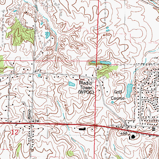 Topographic Map of WPCO-AM (Mount Vernon), IN