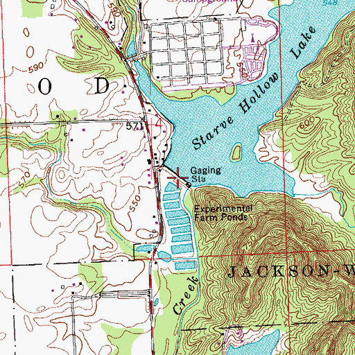 Topographic Map of Starve Hollow Lake Dam, IN