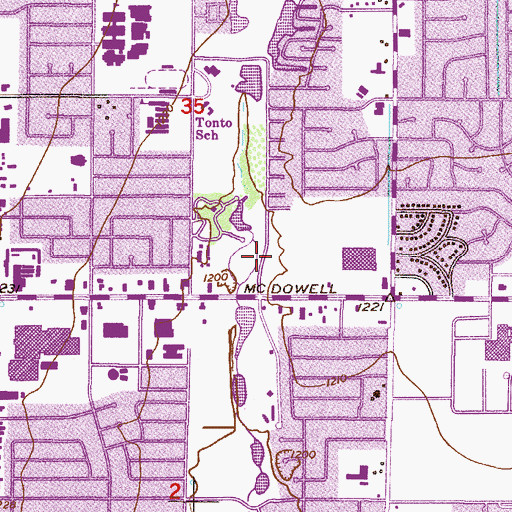 Topographic Map of Papago Post Office, AZ