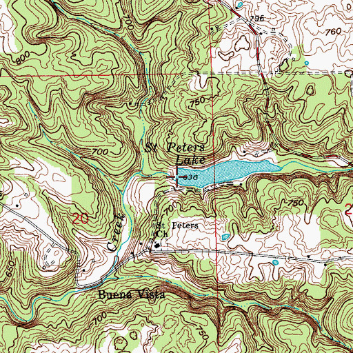Topographic Map of Saint Peters Lake Dam, IN