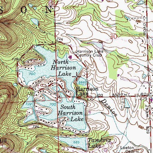 Topographic Map of Harrison North Lake Dam, IN