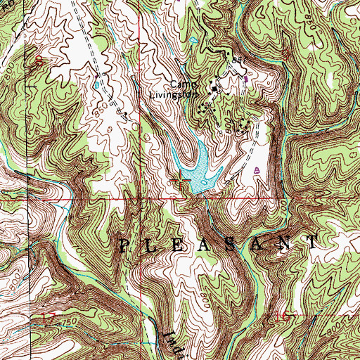 Topographic Map of Camp Livingston Lake Dam, IN