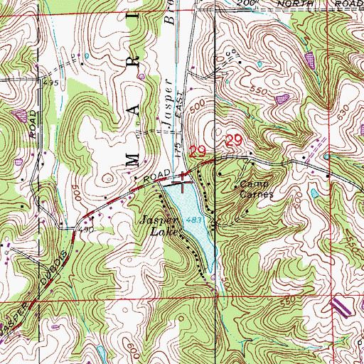 Topographic Map of Jasper Lake Dam, IN