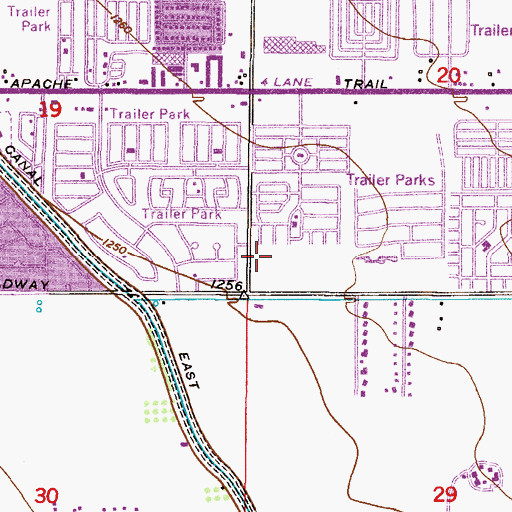 Topographic Map of Mesa Sherwood Post Office, AZ