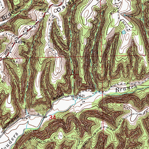 Topographic Map of Muddy Fork Number 2 Dam, IN