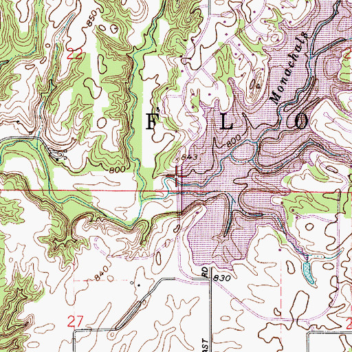 Topographic Map of Heritage Lake Dam, IN