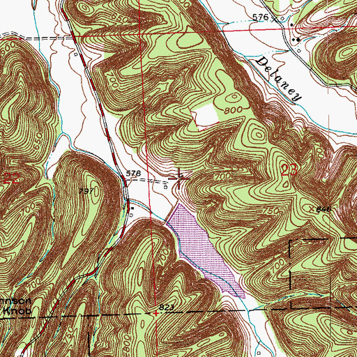 Topographic Map of Delany Creek Structure Number 2, IN