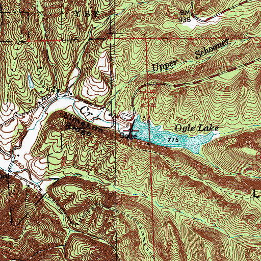 Topographic Map of Ogle Lake Dam, IN