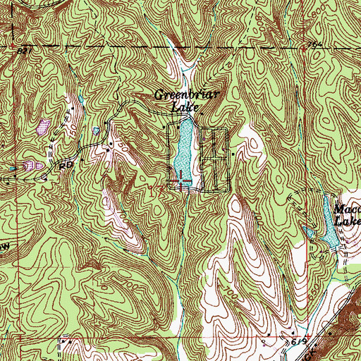 Topographic Map of Greenbriar Lake Estates Dam, IN