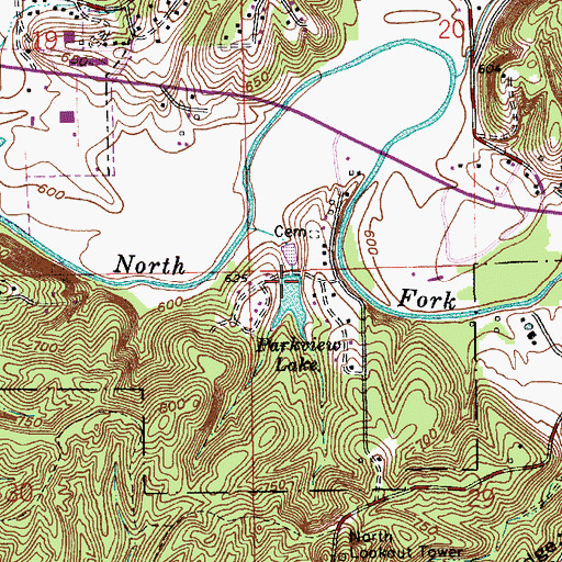 Topographic Map of Parkview Lake Dam, IN