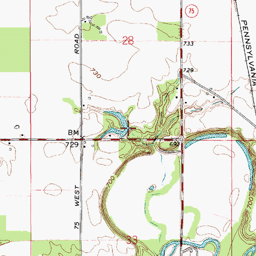 Topographic Map of Vernon Payne Lake Dam, IN