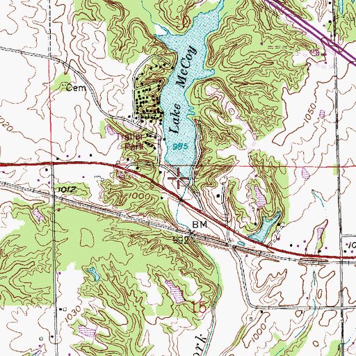 Topographic Map of Cresswood Lake Dam, IN