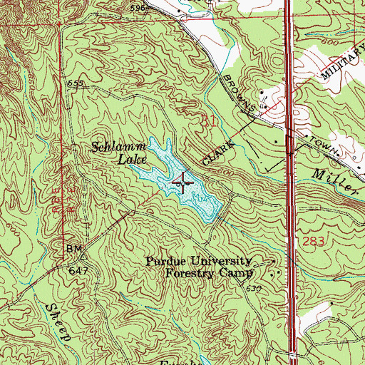 Topographic Map of Schlamm Lake, IN