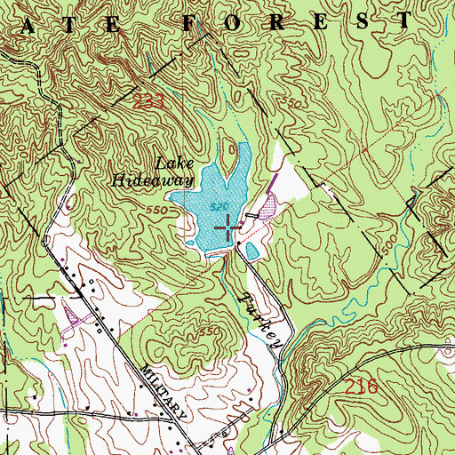 Topographic Map of Lake Hideaway Dam, IN