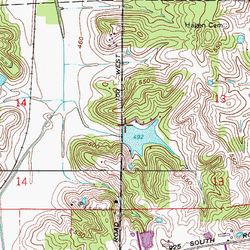 Topographic Map of Huntingburg Conservation Club Dam, IN