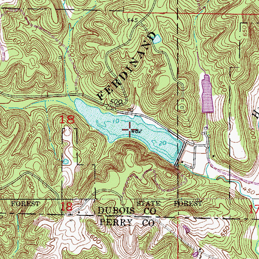 Topographic Map of Ferdinand State Forest Lake, IN