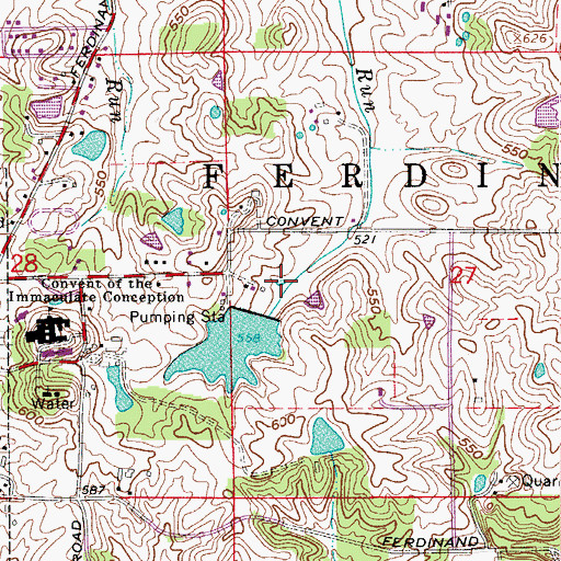 Topographic Map of Ferdinand Old Lake Dam, IN