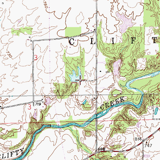 Topographic Map of Schultz Lake Dam, IN