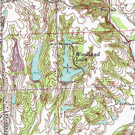 Topographic Map of Woodland Lake, IN