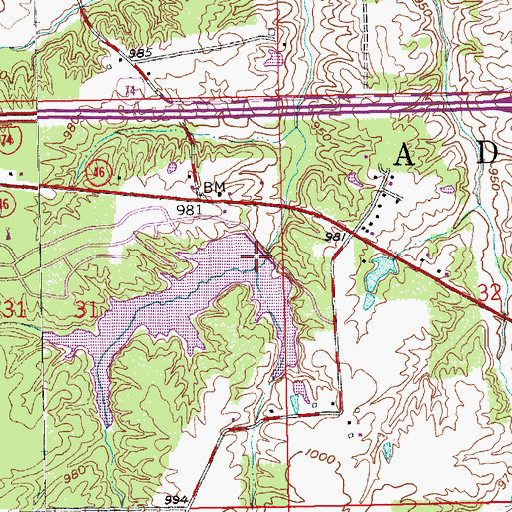 Topographic Map of Tall Oaks Lake Dam, IN