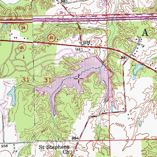 Topographic Map of Tall Oaks Lake, IN
