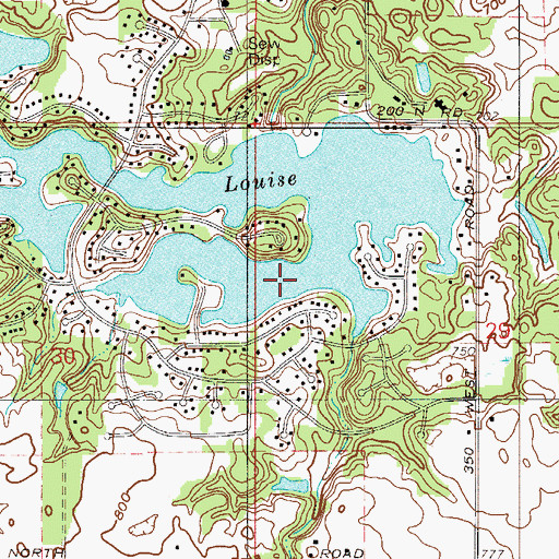 Topographic Map of Lake Louise, IN
