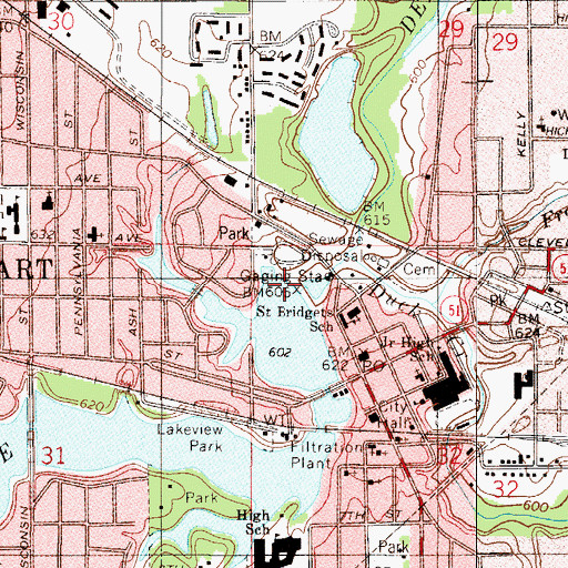 Topographic Map of Lake George Dam, IN