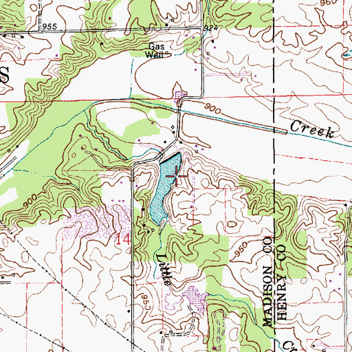 Topographic Map of Roc Mar Ton Lake Dam, IN