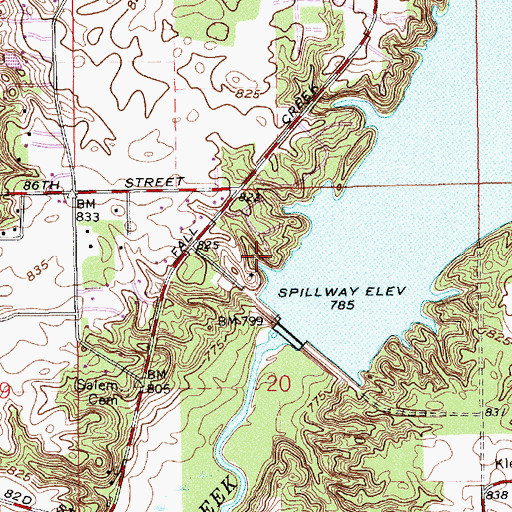 Topographic Map of Indian Lake Dam, IN