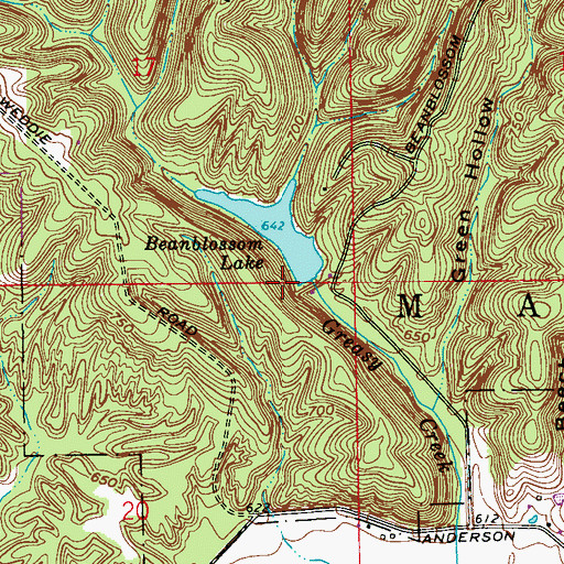Topographic Map of Bean Blossom Dam, IN