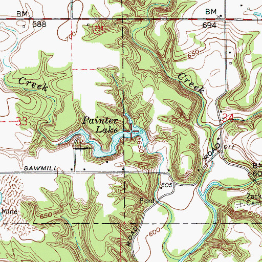 Topographic Map of Painter Lake, IN