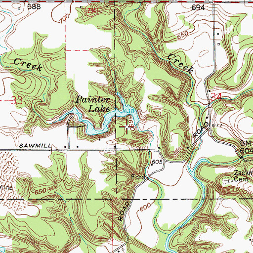 Topographic Map of Painter Lake Dam, IN