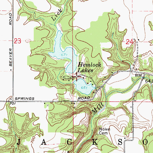 Topographic Map of Hemlock Lakes Dam North, IN