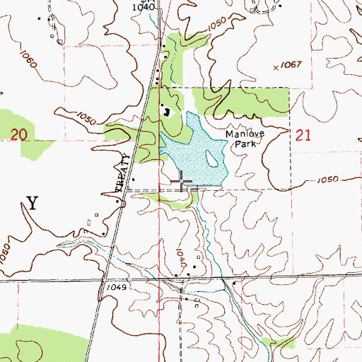 Topographic Map of Manlove Park Dam, IN