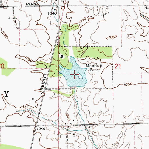 Topographic Map of Manlove Lake, IN